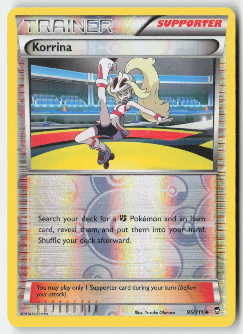 Korrina 95/111 Reverse Holo Furious Fists Moderately Played, Front