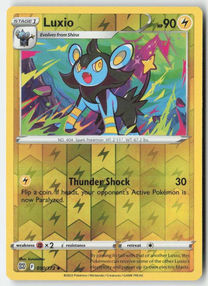 Luxio 050/172 Reverse Holo Brilliant Stars Moderately Played, Front