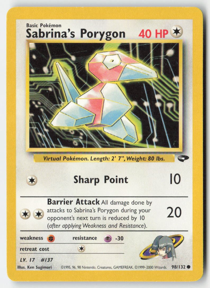 Sabrina's Porygon 98/132 Regular Gym Challenge Moderately Played
