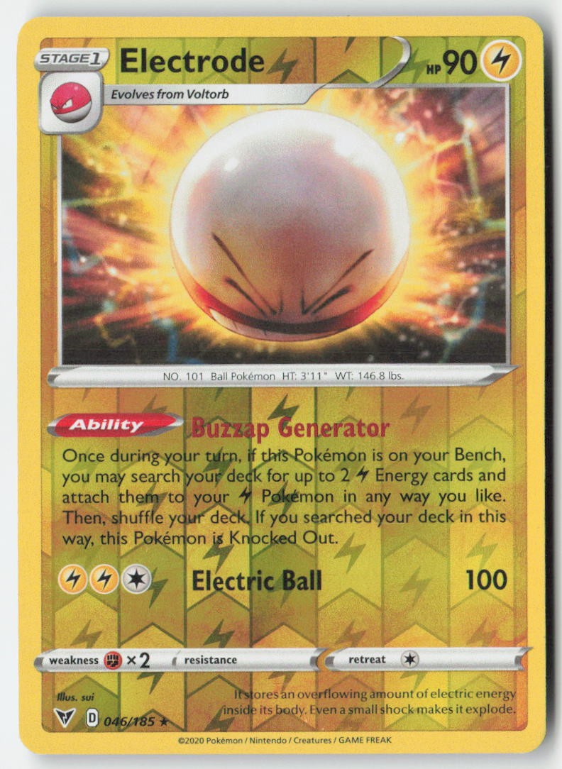 Electrode 46/185 Reverse Holo Vivid Voltage Moderately Played, Front