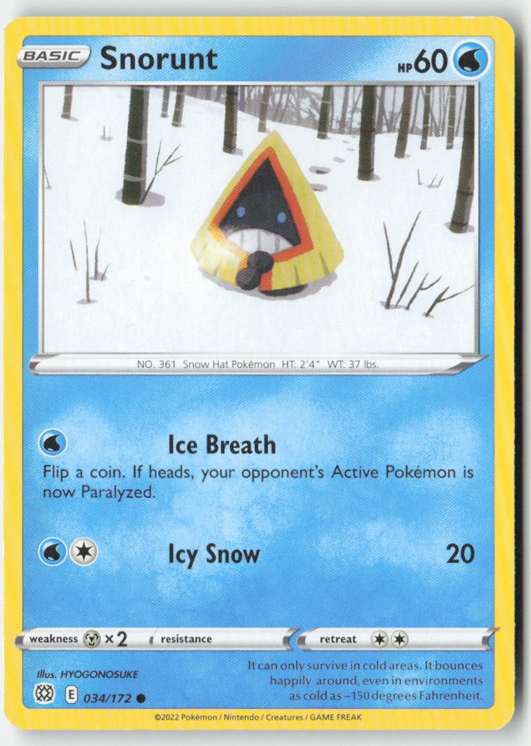 Snorunt 034/172 Regular Brilliant Stars Moderately Played, Front