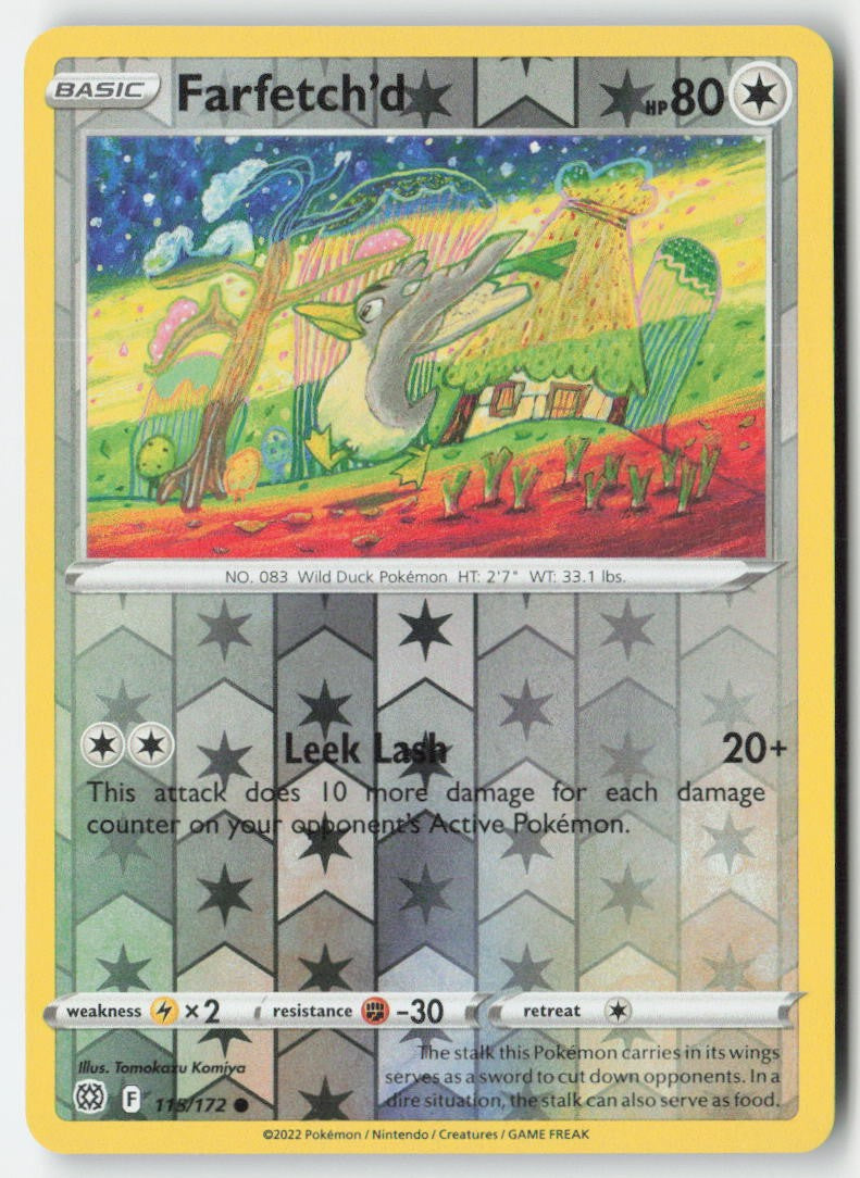 Farfetch'd 115/172 Reverse Holo Brilliant Stars Moderately Played, Front
