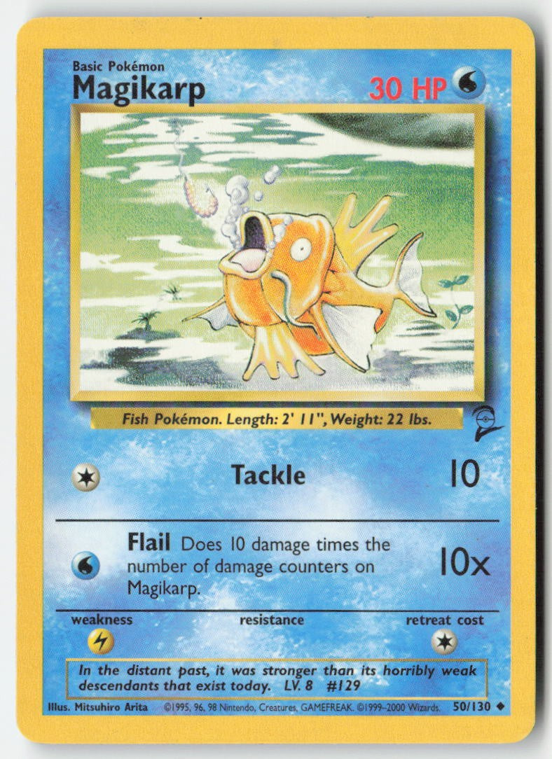 Magikarp 50/130 Regular Base Set 2 Moderately Played, Front