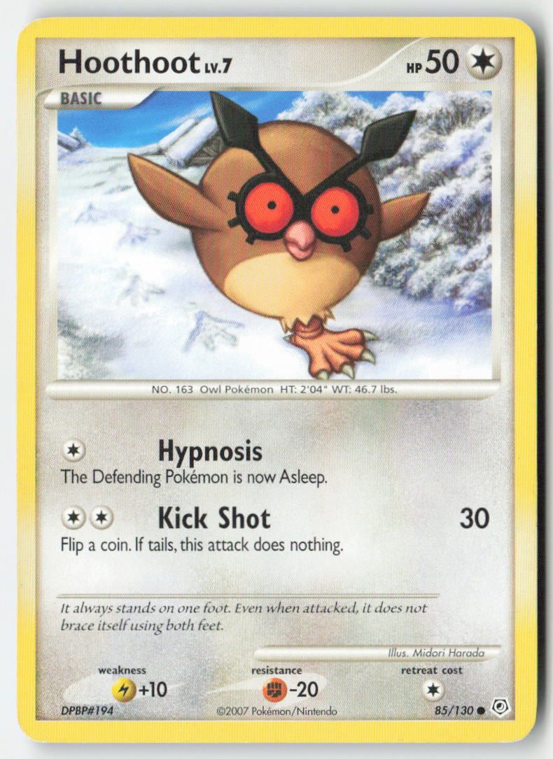 Hoothoot 85/130 Regular Diamond & Pearl Moderately Played, Front