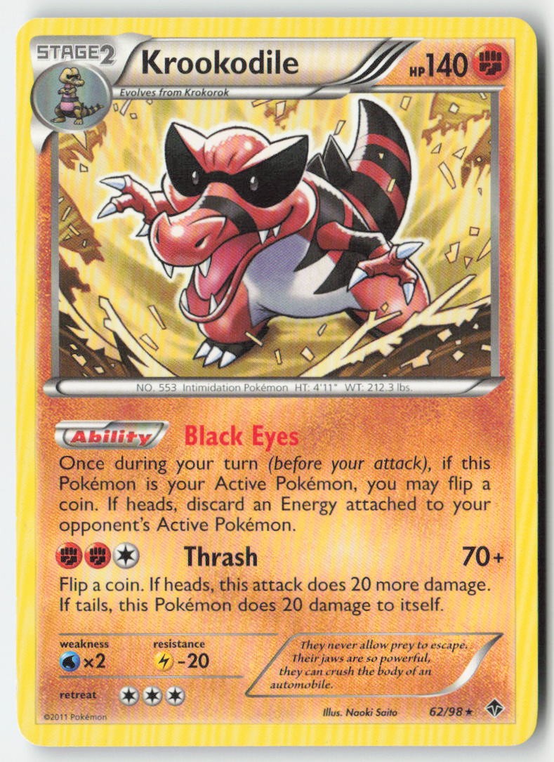 Krookodile 62/98 Regular Emerging Powers Moderately Played, Front