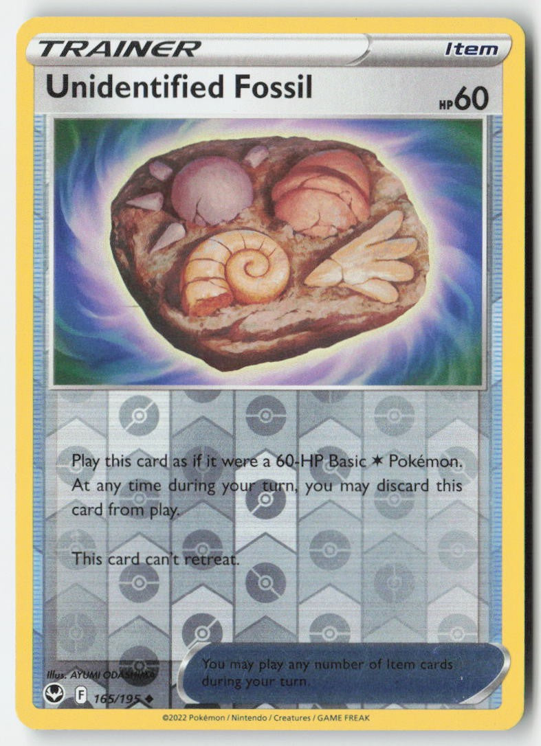 Unidentified Fossil 165/195 Reverse Holo Silver Tempest Moderately Played, Front
