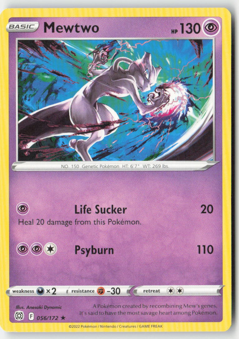 Mewtwo 056/172 Regular Brilliant Stars Moderately Played, Front