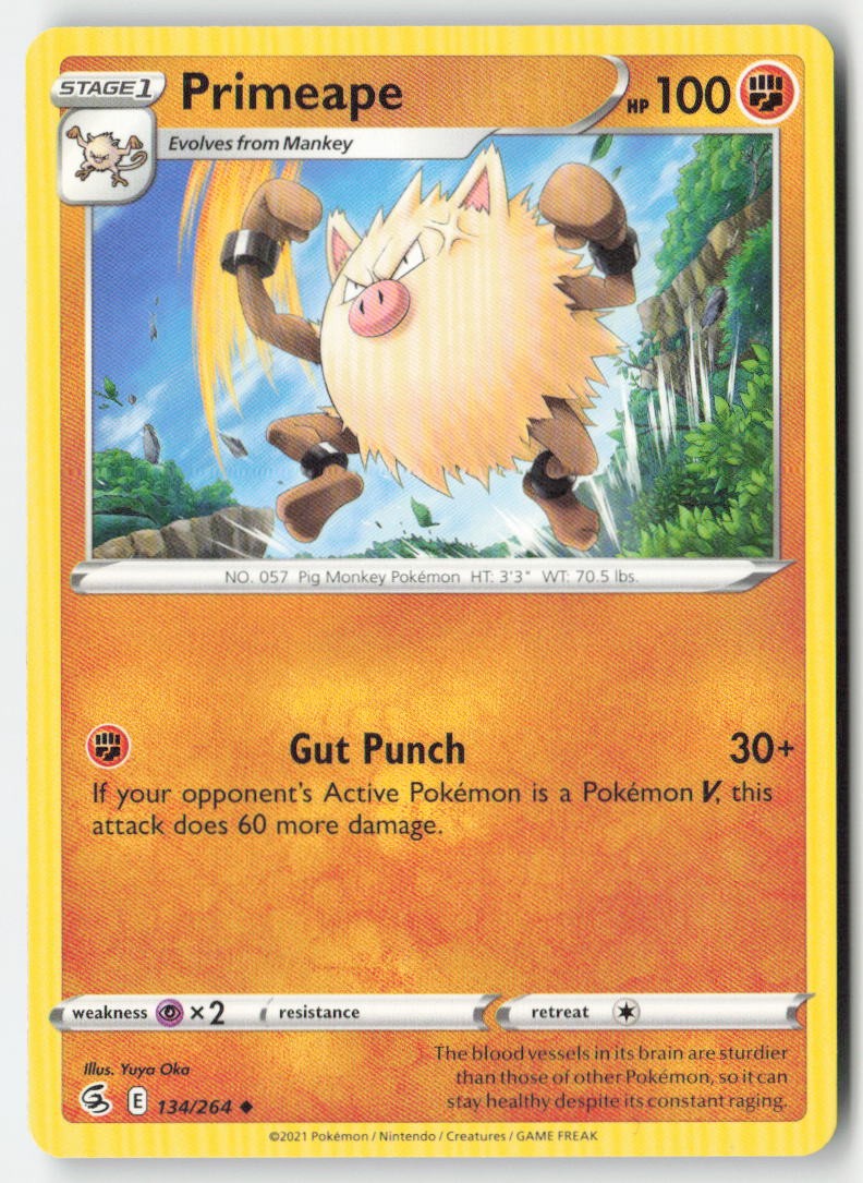 Primeape 134/264 Regular Fusion Strike Moderately Played