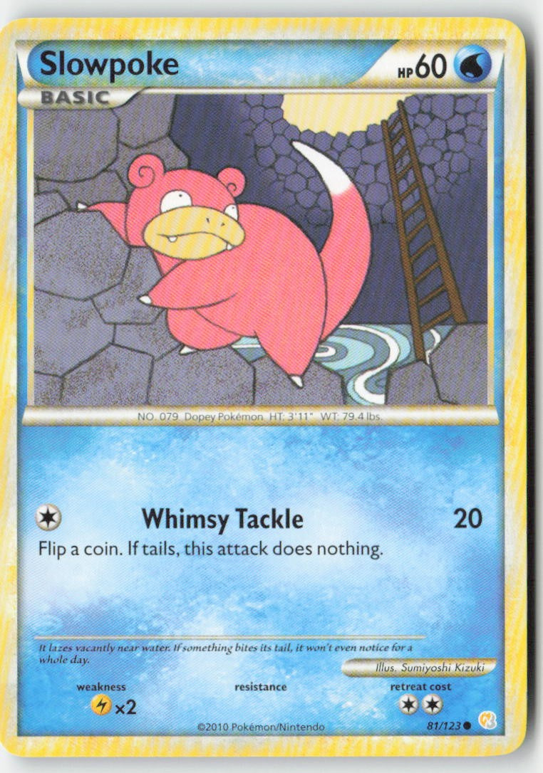 Slowpoke 81/123 Regular HeartGold SoulSilver Moderately Played, Front