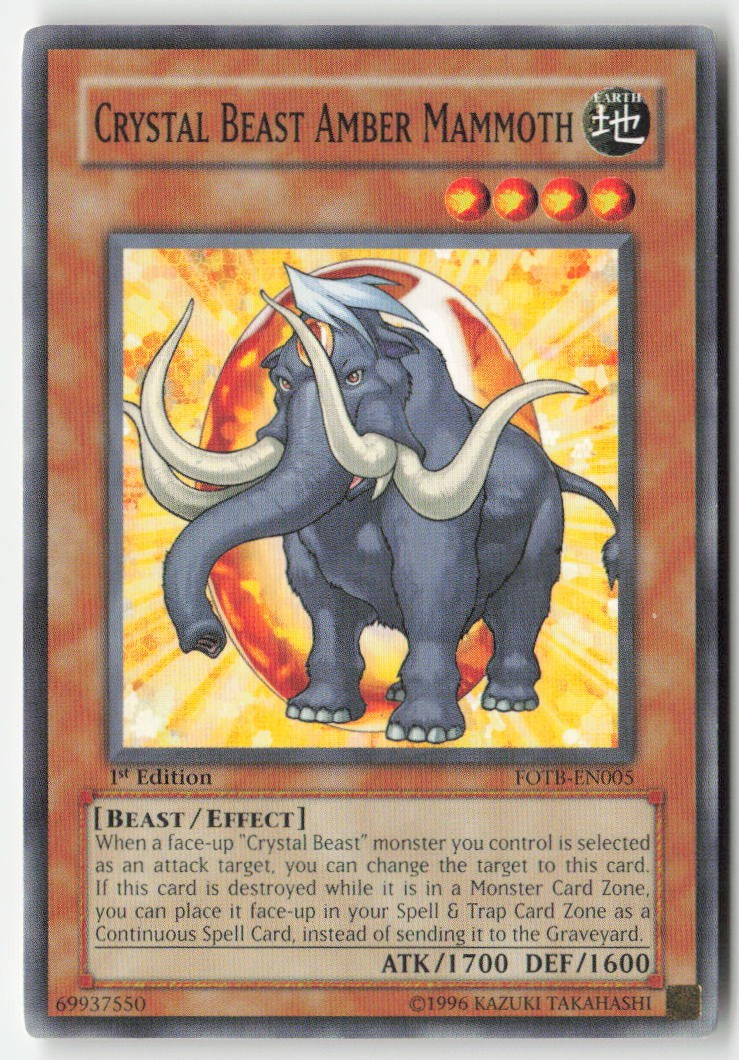 Crystal Beast Amber Mammoth FOTB-EN005 1st Edition Common Moderately Played