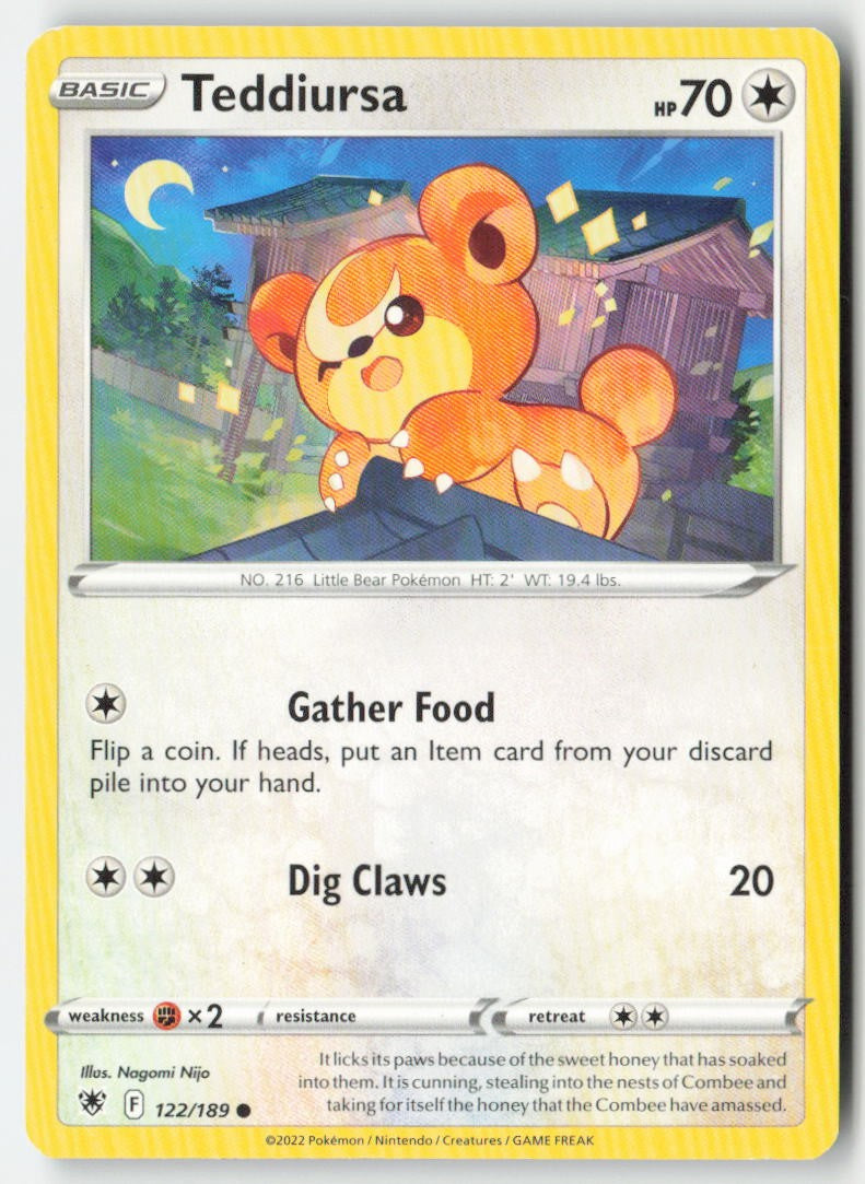 Teddiursa 122/189 Regular Astral Radiance Moderately Played, Front