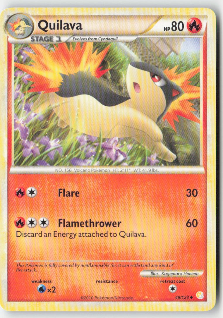 Quilava 49/123 Regular HeartGold SoulSilver Moderately Played, Front