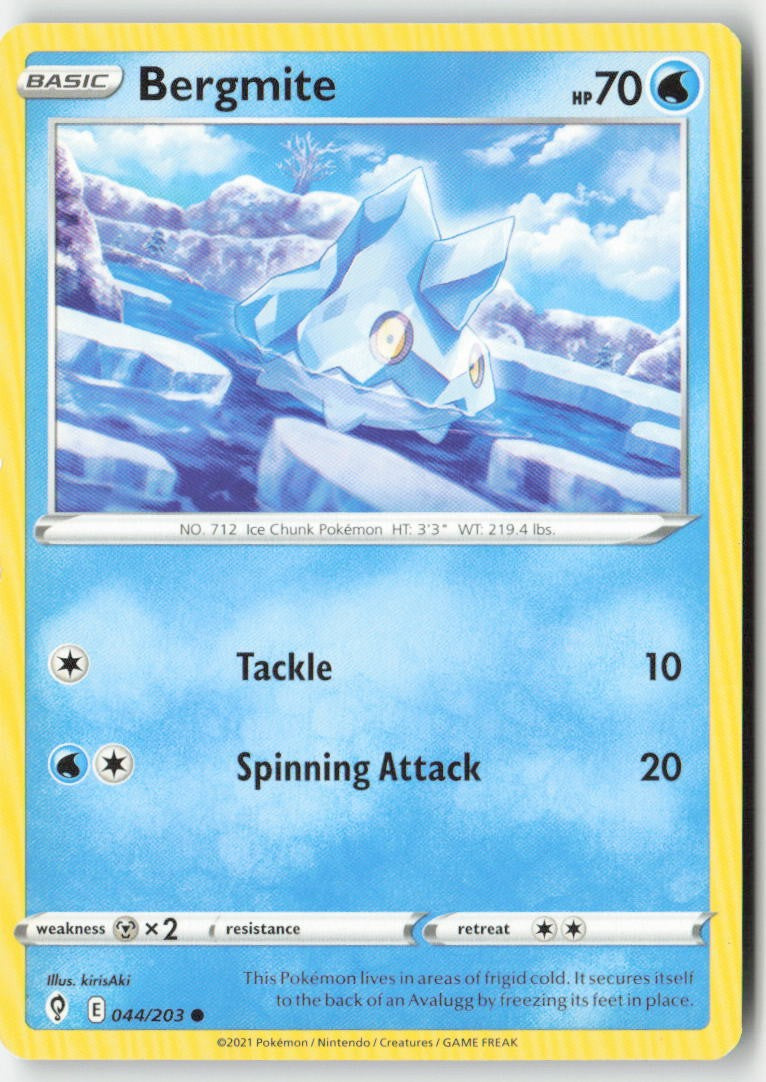 Bergmite 44/203 Regular Evolving Skies Moderately Played, Front