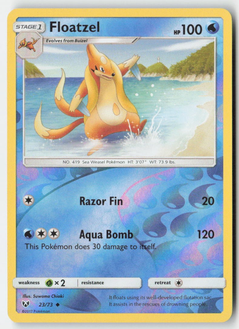Floatzel 23/73 Reverse Holo Shining Legends Moderately Played, Front