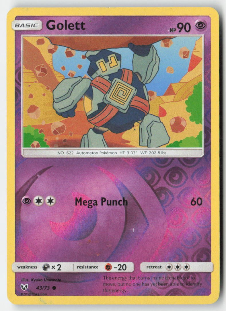 Golett 43/73 Reverse Holo Shining Legends Moderately Played, Front