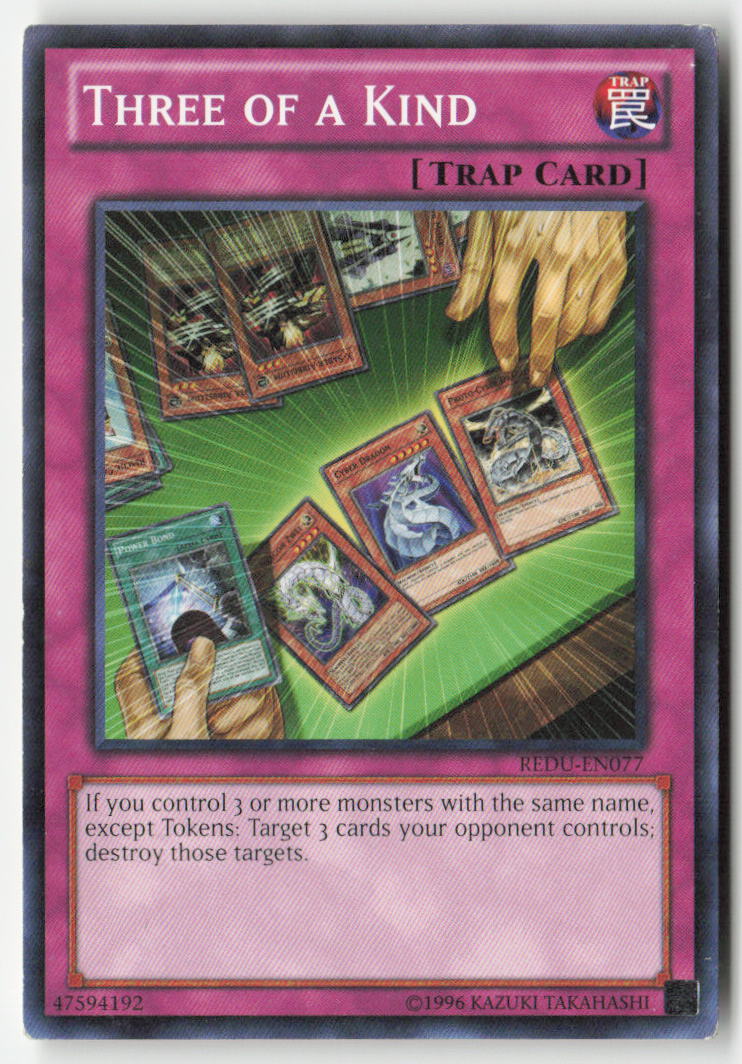 Three of a Kind REDU-EN077 Unlimited Common Moderately Played, Front