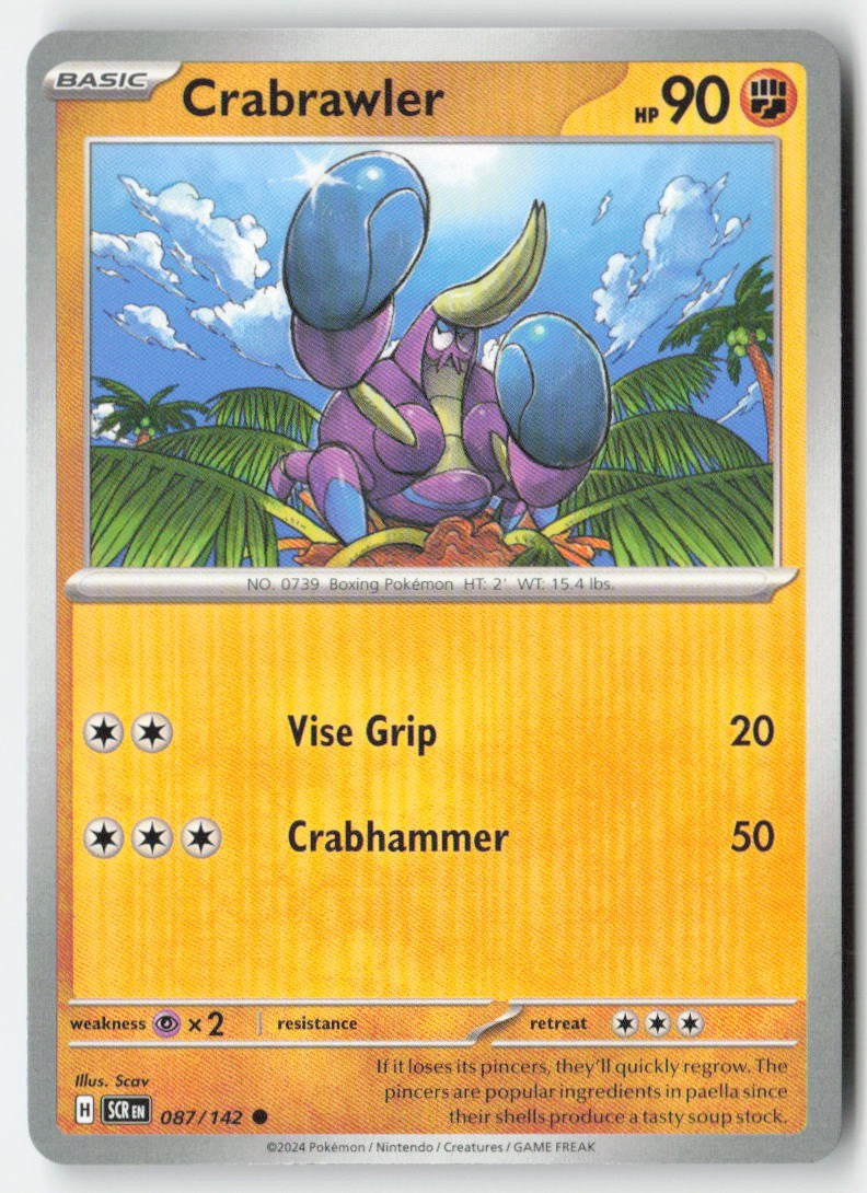 Crabrawler 087/142 Regular Stellar Crown Moderately Played, Front