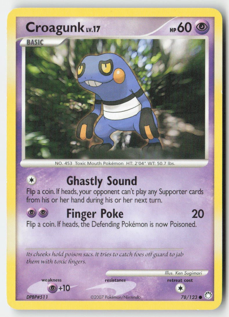 Croagunk 78/123 Regular Mysterious Treasures Moderately Played, Front