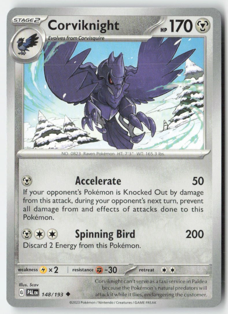 Corviknight 148/193 Regular Paldea Evolved Moderately Played, Front