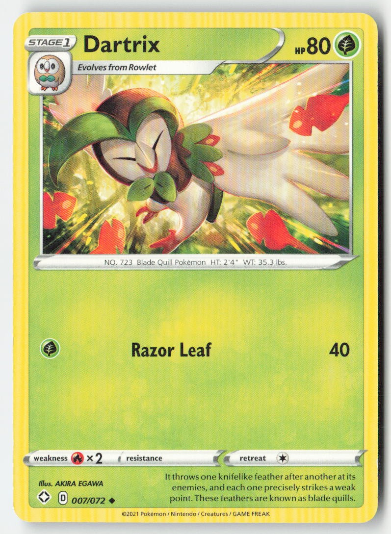 Dartrix 7/72 Regular Shining Fates Moderately Played, Front