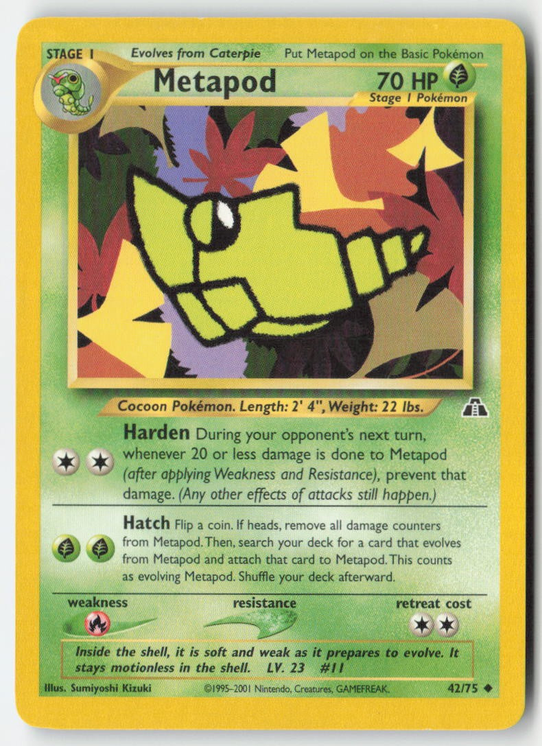 Metapod 42/75 Regular Neo Discovery Moderately Played, Front