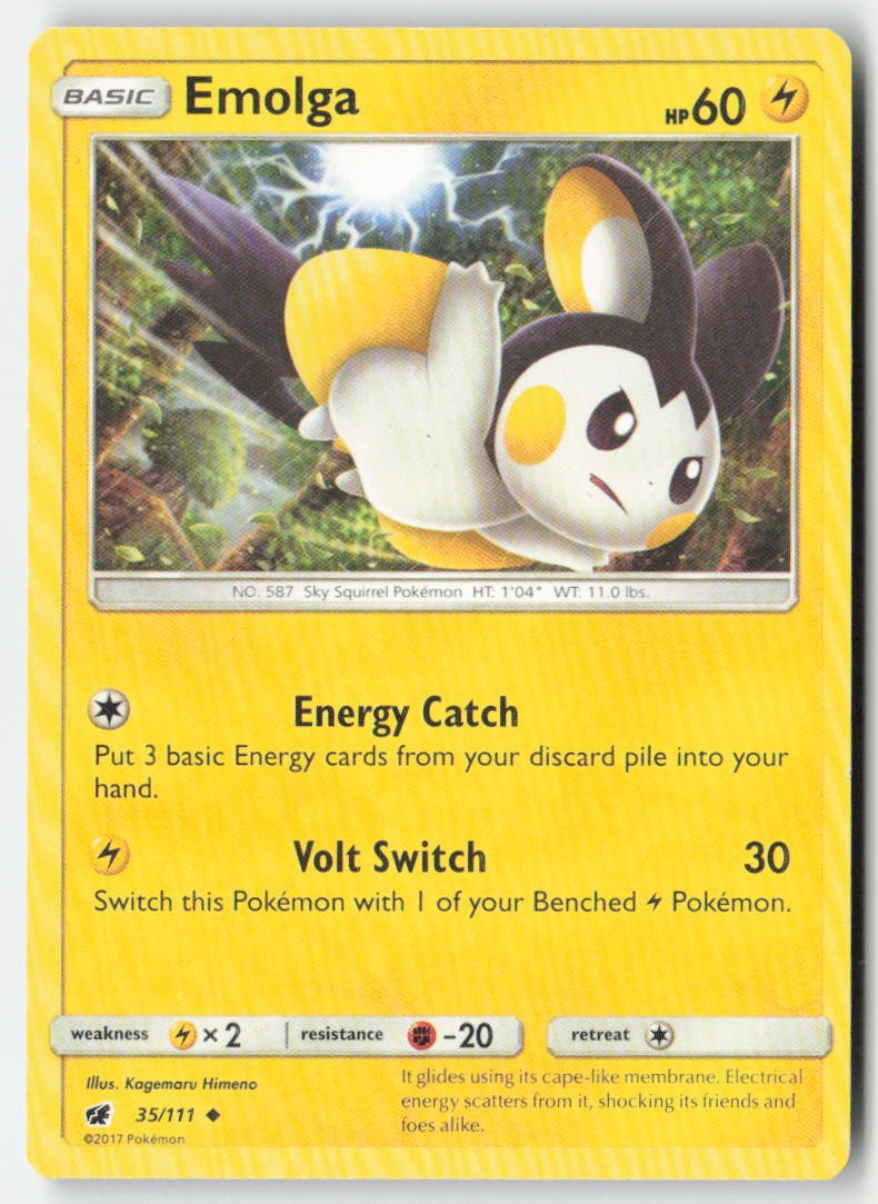 Emolga 35/111 Regular Crimson Invasion Moderately Played