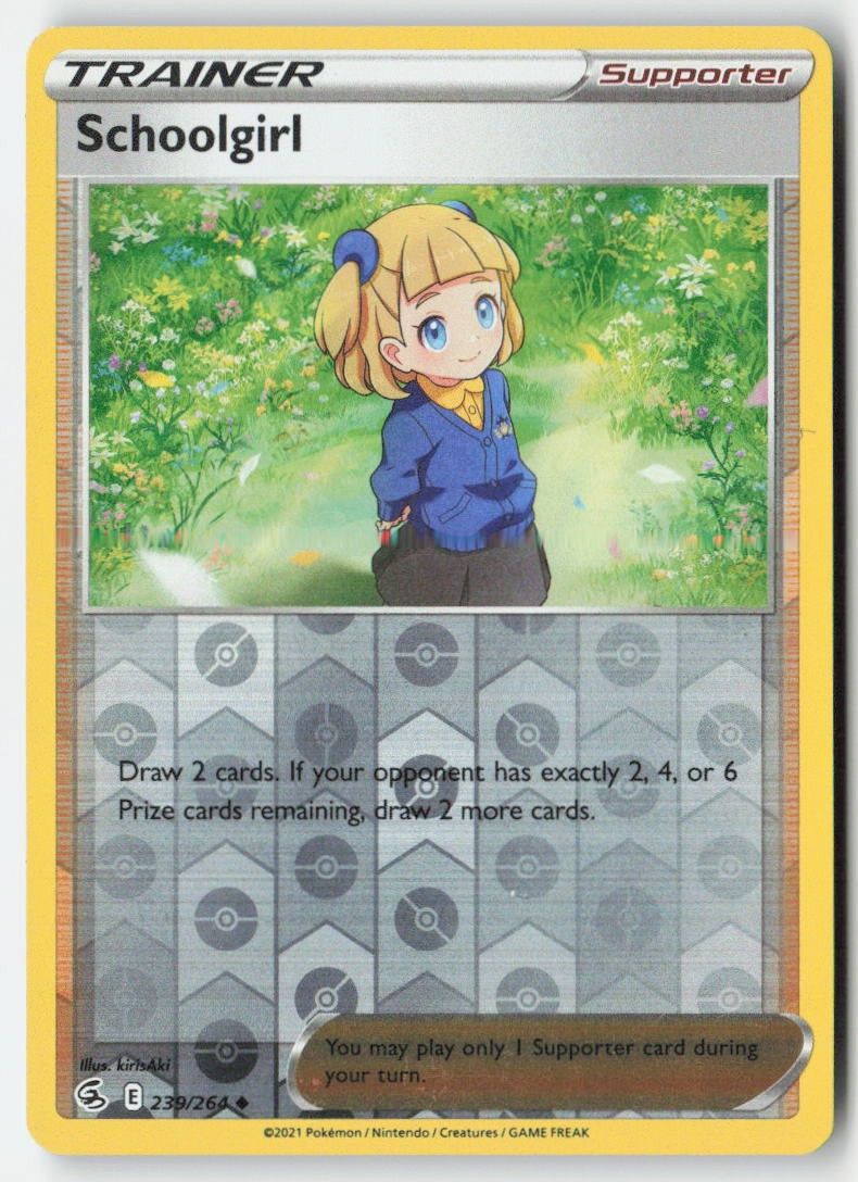 Schoolgirl 239/264 Reverse Holo Fusion Strike Moderately Played, Front