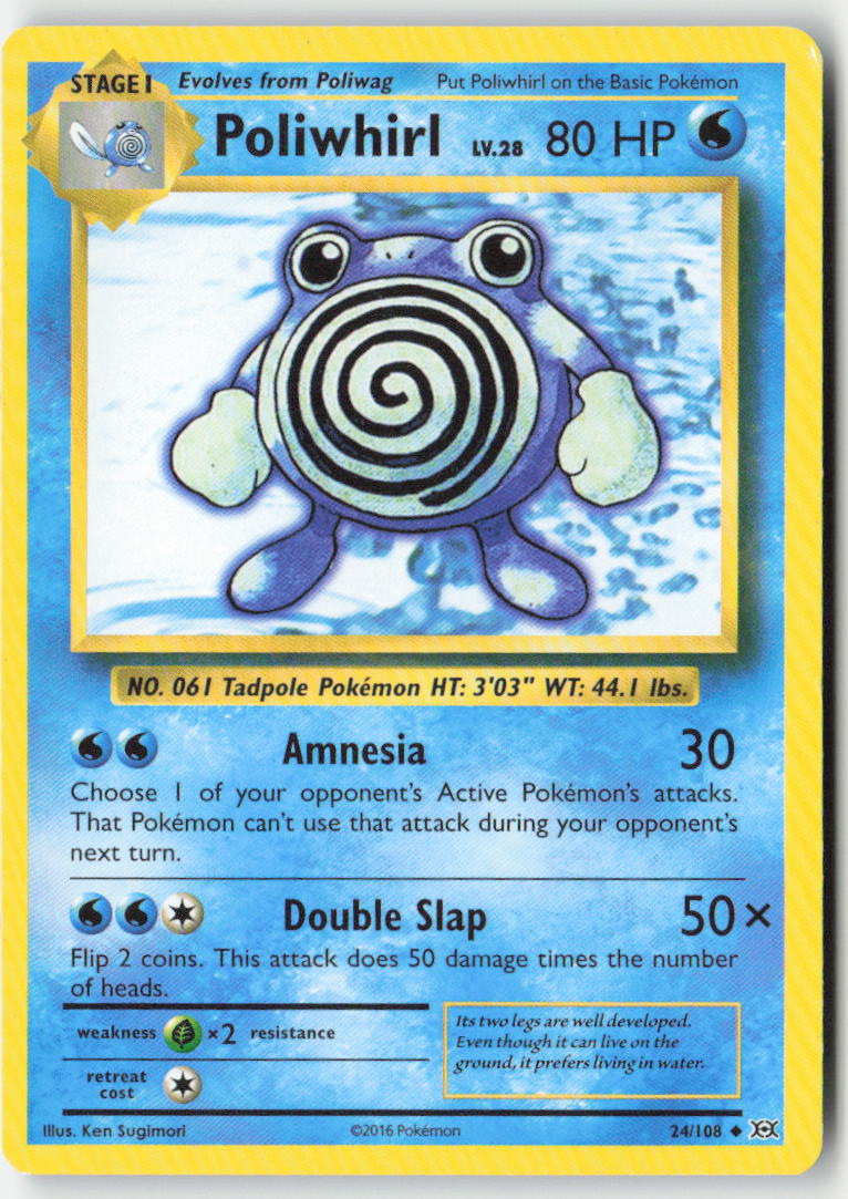 Poliwhirl 24/108 Regular Evolutions Moderately Played