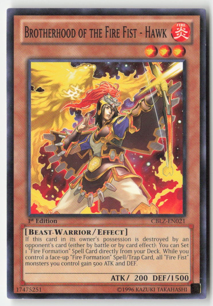 Brotherhood of the Fire Fist - Hawk CBLZ-EN021 1st Edition Common Moderately Played