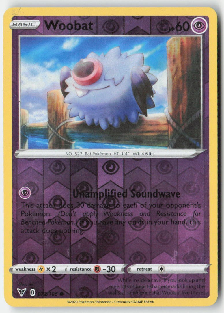 Woobat 73/185 Reverse Holo Vivid Voltage Moderately Played