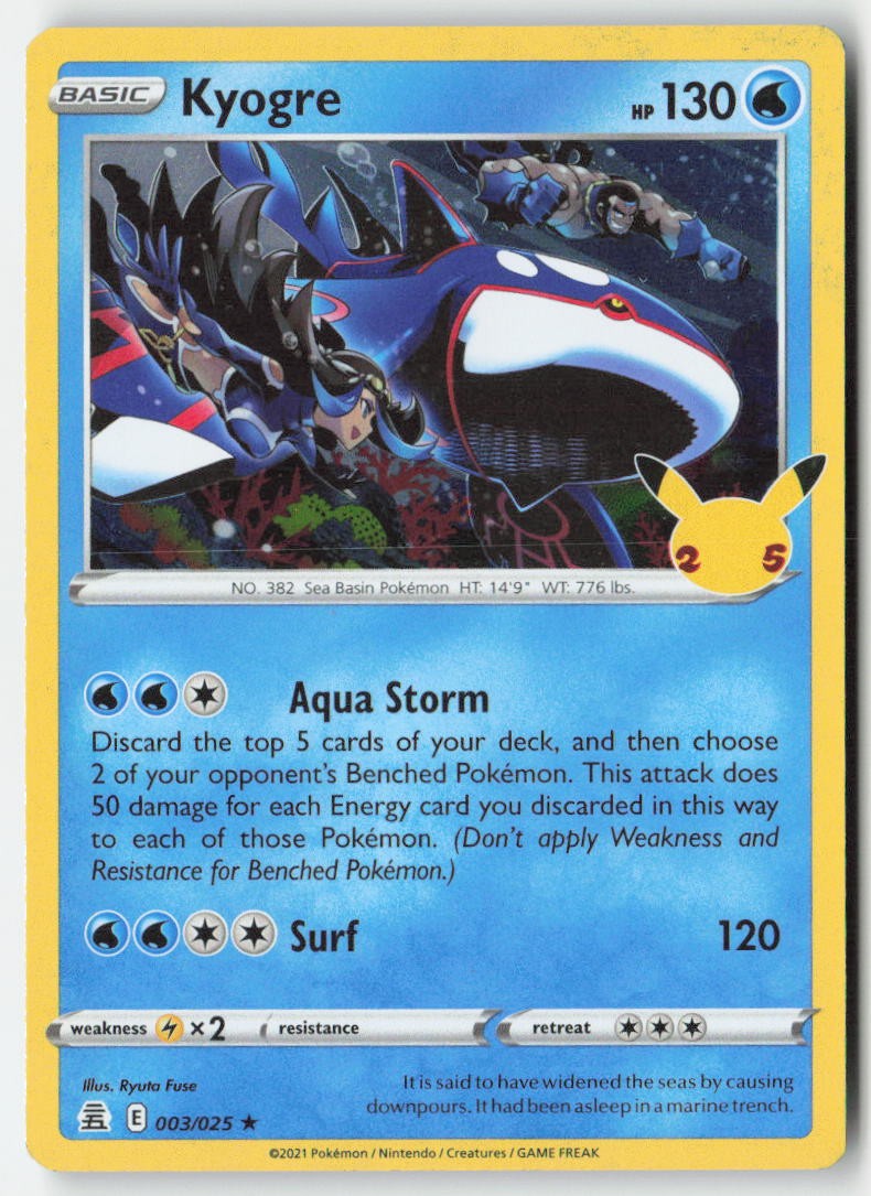Kyogre 3/25 Holo Celebrations Moderately Played