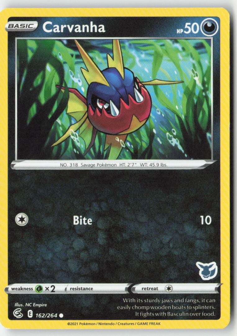 Carvanha (Eevee Stamped) 162/264 Regular Battle Academy 2022 Moderately Played, Front