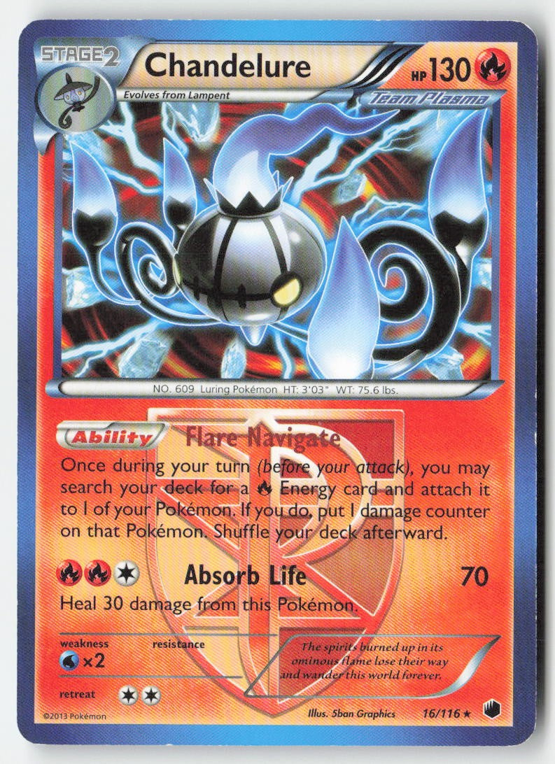 Chandelure 16/116 Regular Deck Exclusives Moderately Played, Front