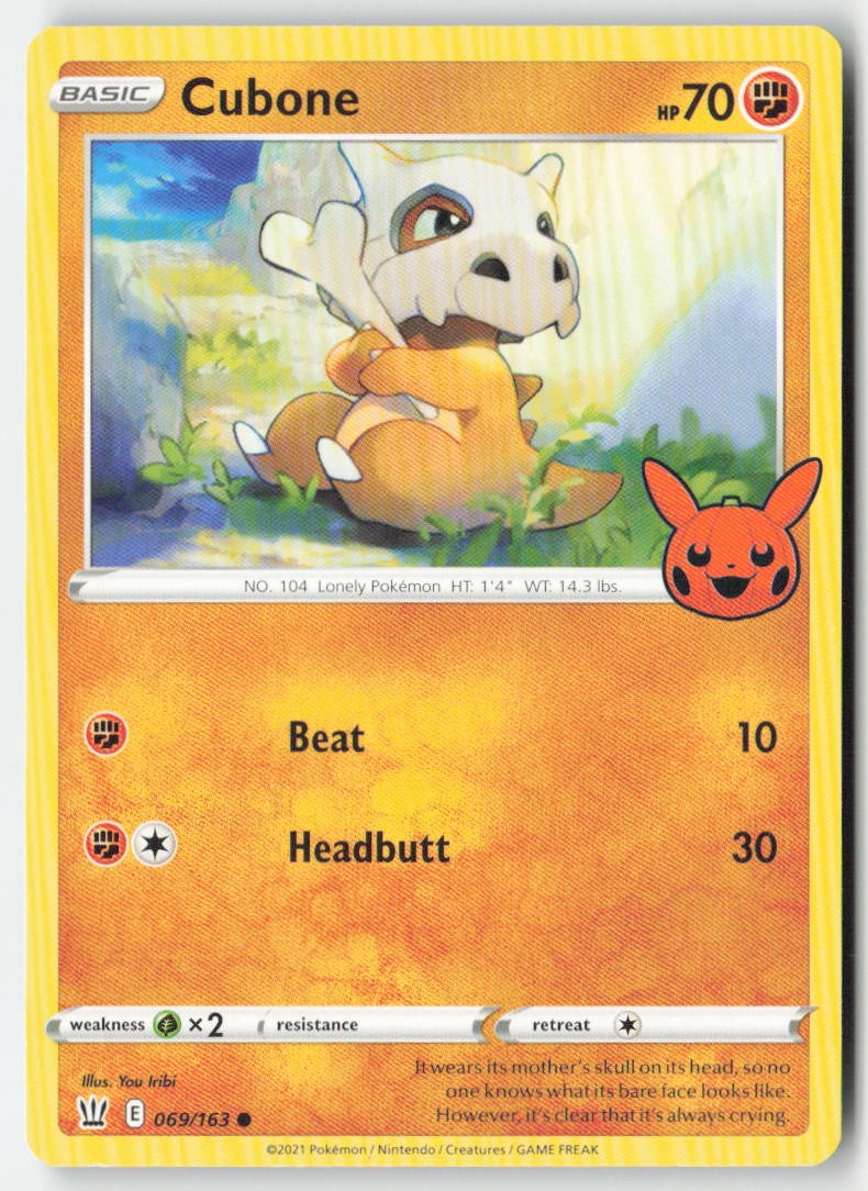 Cubone (Trick or Trade) 069/163 Regular Trick or Trade BOOster Bundle Moderately Played