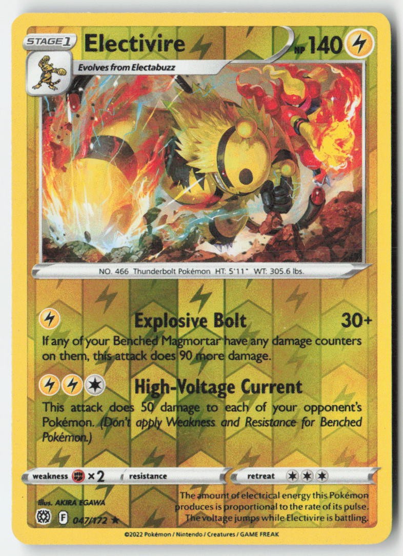 Electivire 047/172 Reverse Holo Brilliant Stars Moderately Played