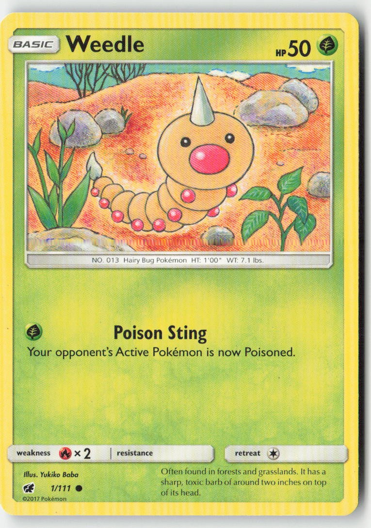 Weedle 1/111 Regular Crimson Invasion Moderately Played