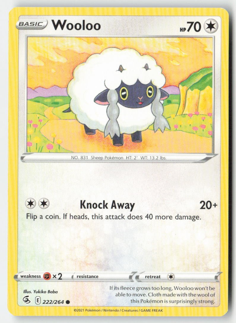 Wooloo 222/264 Regular Fusion Strike Moderately Played, Front