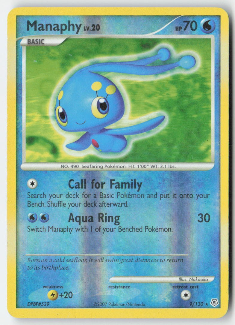 Manaphy 9/130 Reverse Holo Diamond & Pearl Moderately Played