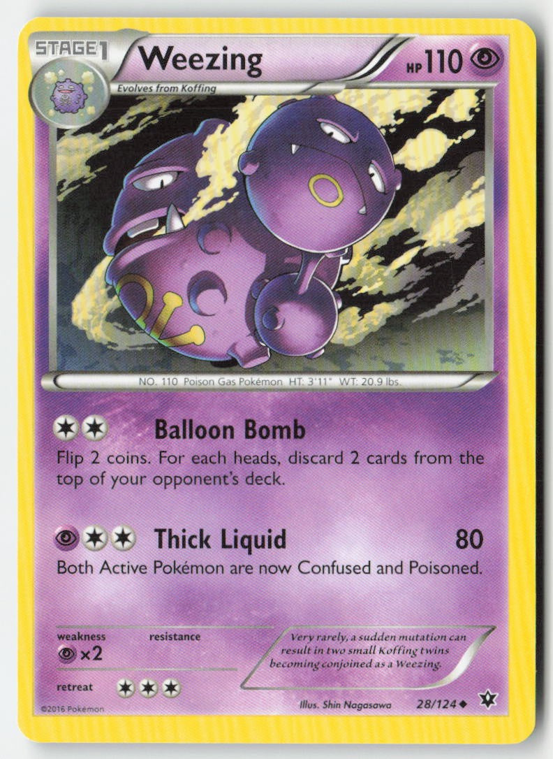 Weezing 28/124 Regular Fates Collide Moderately Played, Front