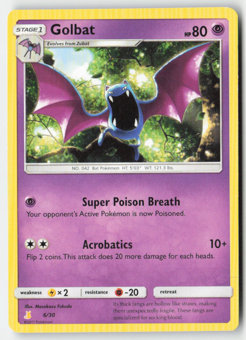 Golbat 6/30 Regular SM trainer Kit (Alolan Raichu) Moderately Played