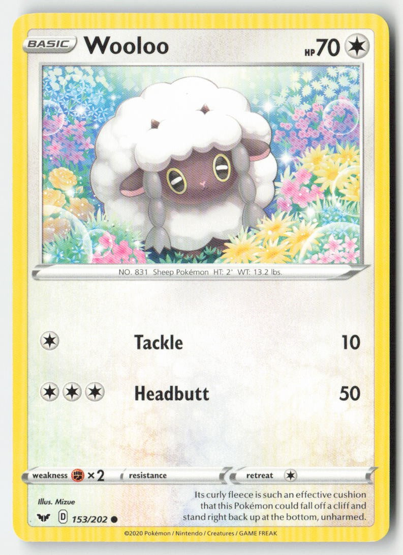 Wooloo 153/202 Regular Sword & Shield Moderately Played, Front