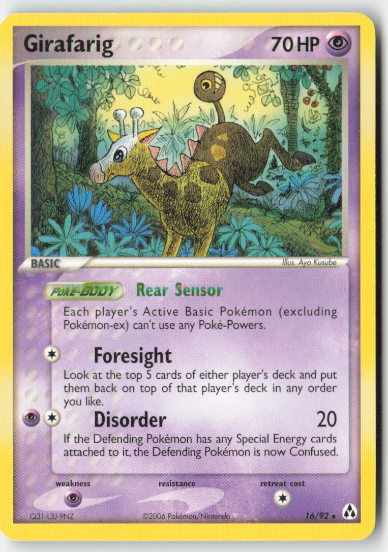Girafarig 16/92 Regular Legend Maker Moderately Played, Front