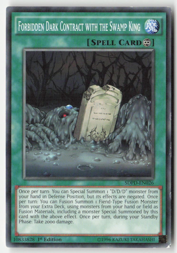 Forbidden Dark Contract with the Swamp King SDPD-EN026 1st Edition Common Moderately Played, Front