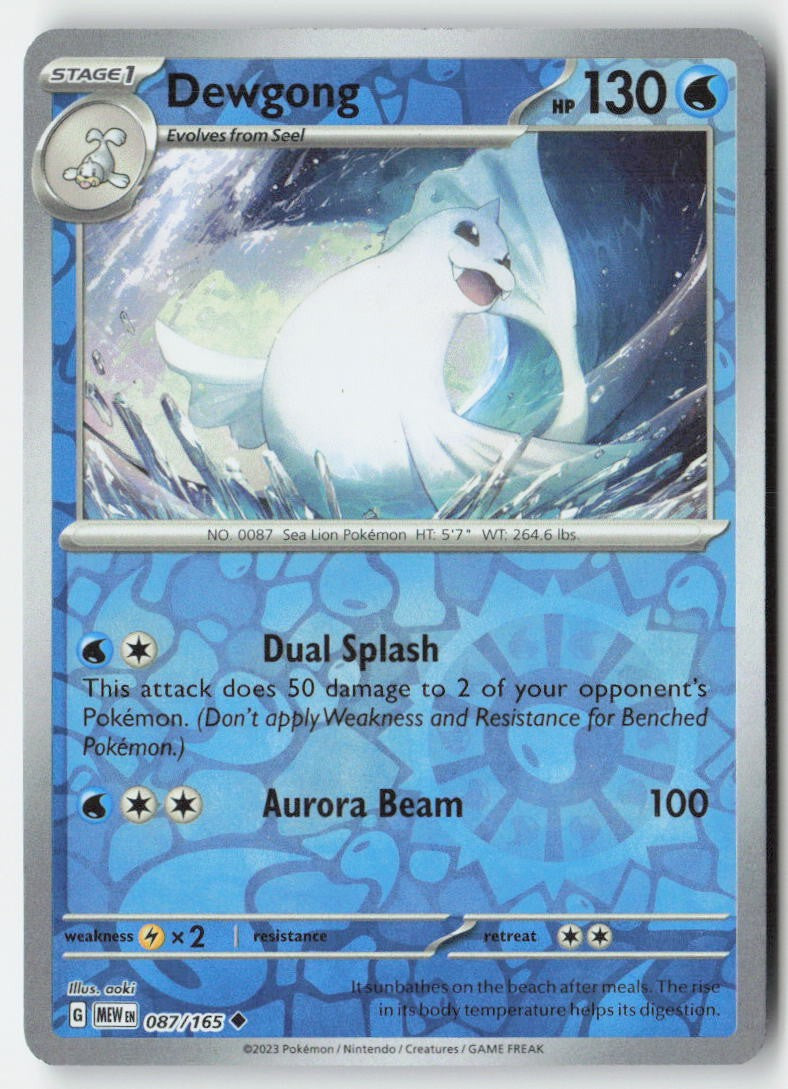Dewgong 087/165 Reverse Holo 151 Moderately Played