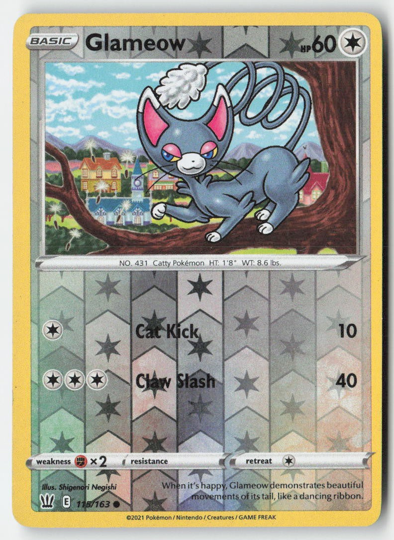 Glameow 115/163 Reverse Holo Battle Styles Moderately Played