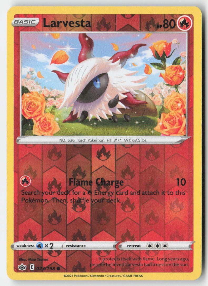 Larvesta 23/198 Reverse Holo Chilling Reign Moderately Played, Front