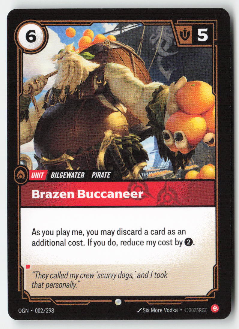 Brazen Buccaneer #002/298 - Origins - Riftbound - Common - Lightly Played