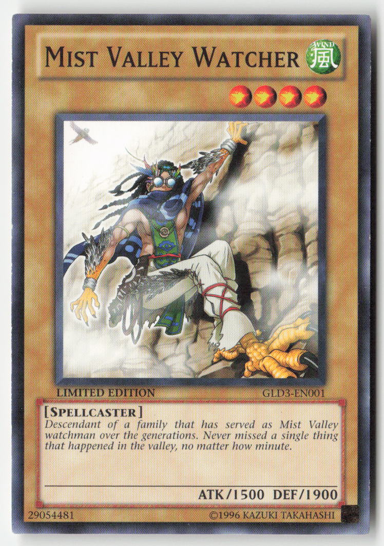 Mist Valley Watcher GLD3-EN001 Limited Edition Common Moderately Played, Front