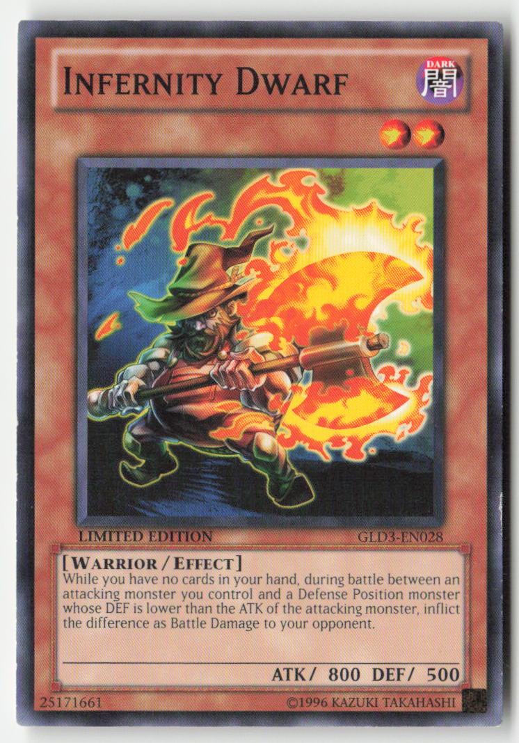 Infernity Dwarf GLD3-EN028 Limited Edition Common Moderately Played, Front