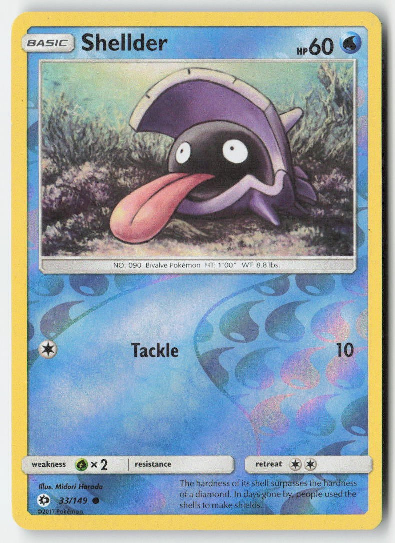 Shellder 33/149 Reverse Holo Sun & Moon Moderately Played, Front